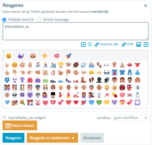 Voeg emoticons toe aan je webcare bericht in OBI4wan