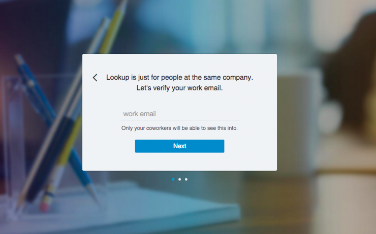 Linkedin Lookup registratie scherm